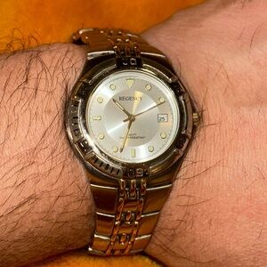 Regency Men’s Watch Stainless Silver Gold Date 100m With white face Quartz